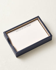 Leather Marlin Tray With Memo Cards - Navy