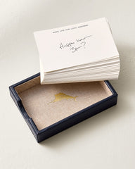 Leather Marlin Tray With Memo Cards - Navy