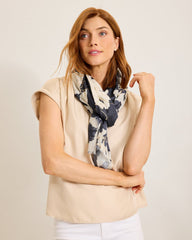 Gilded Petals Wrap Scarf - Midnight Navy