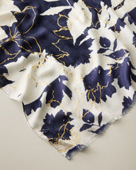Gilded Petals Wrap Scarf - Midnight Navy