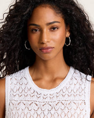 Island Essence Bamboo Hoop Earrings - Silver