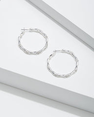Island Essence Bamboo Hoop Earrings - Silver