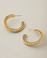 Pacifica Palm Openwork Hoop Earrings - Gold