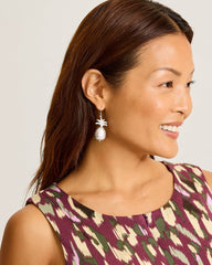 Shimmering Shores Pearl Pineapple Drop Earrings - Silver