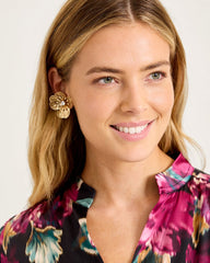Celestial Sea Floral Statement Earrings - Gold