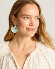 Sunset Tides Raffia Monstera Statement Earrings - Silver