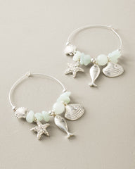 Harbor Glow Sealife Charm Hoop Earrings - Silver