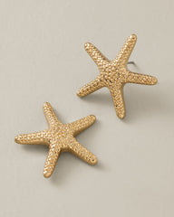 Sunset Tides Textured Starfish Stud Earrings - Gold