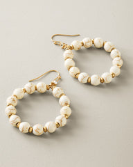 Harbor Glow Howlite Beaded Drop Hoops - Gold