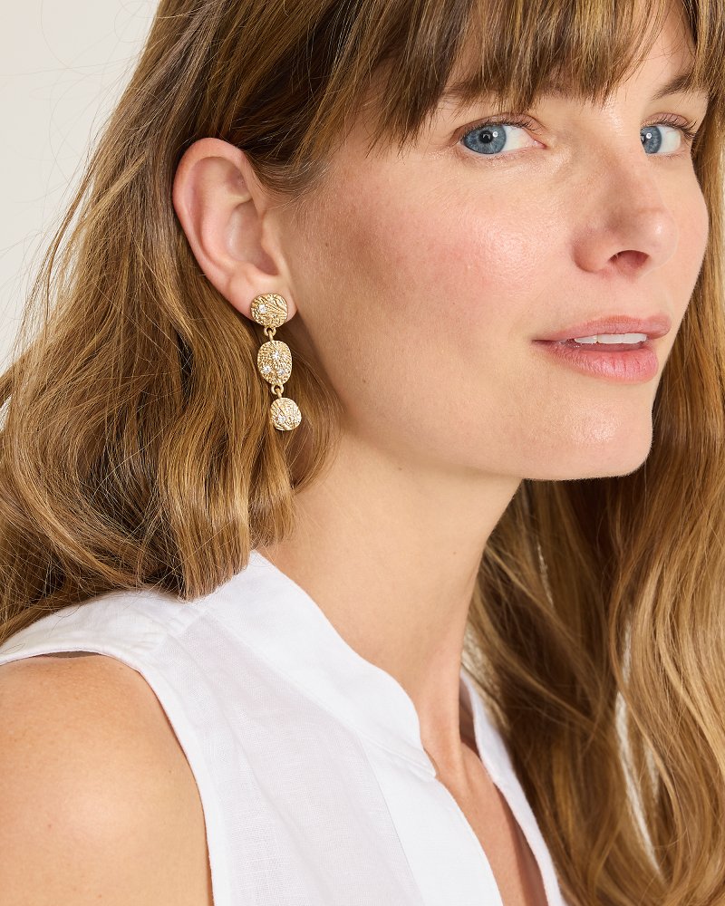 Marina Sol Textured Disc Earrings - Gold