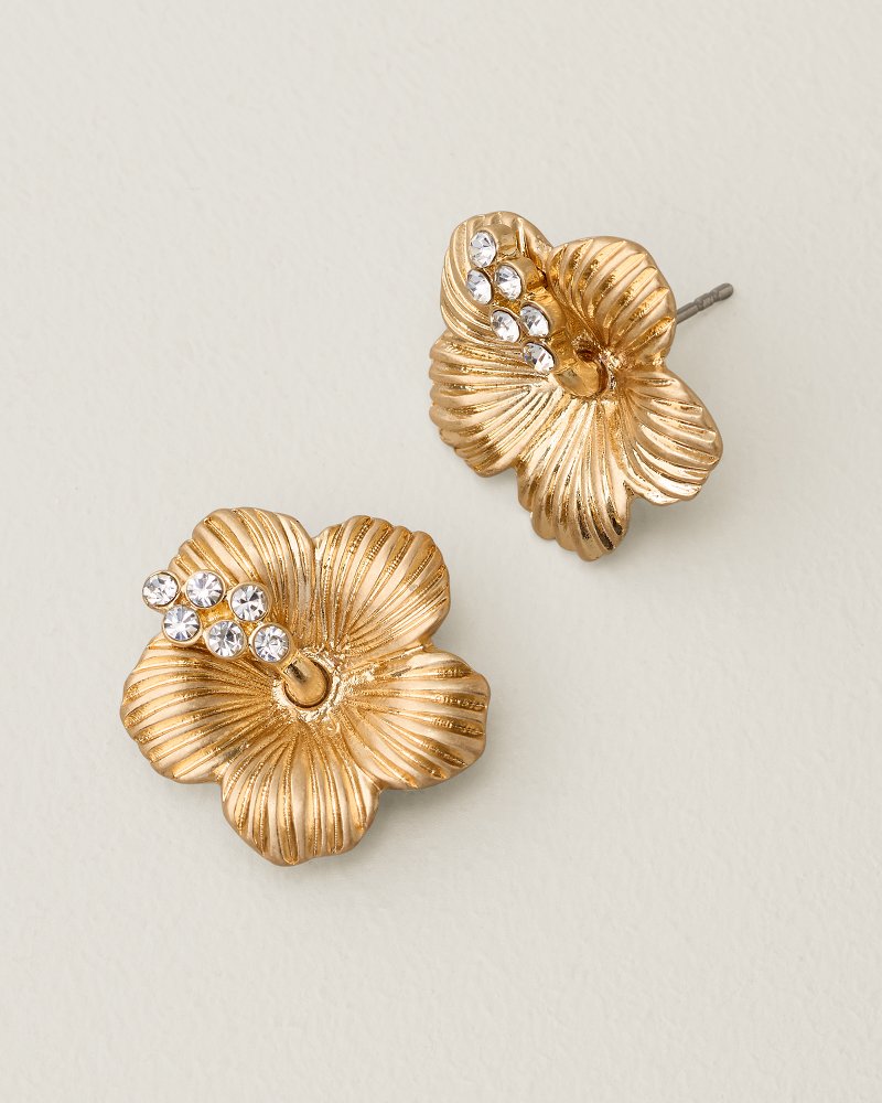 Marina Sol Hibiscus Stud Earrings - Gold