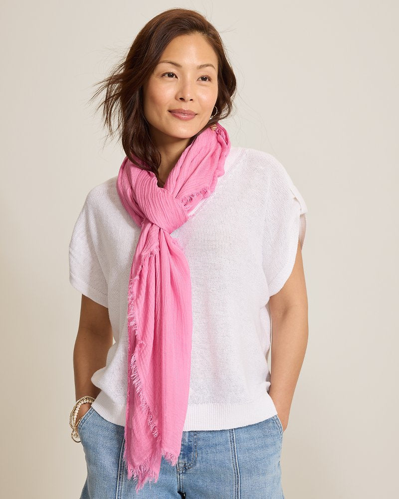 Modal Silk Crinkle Wrap - Beach Pink