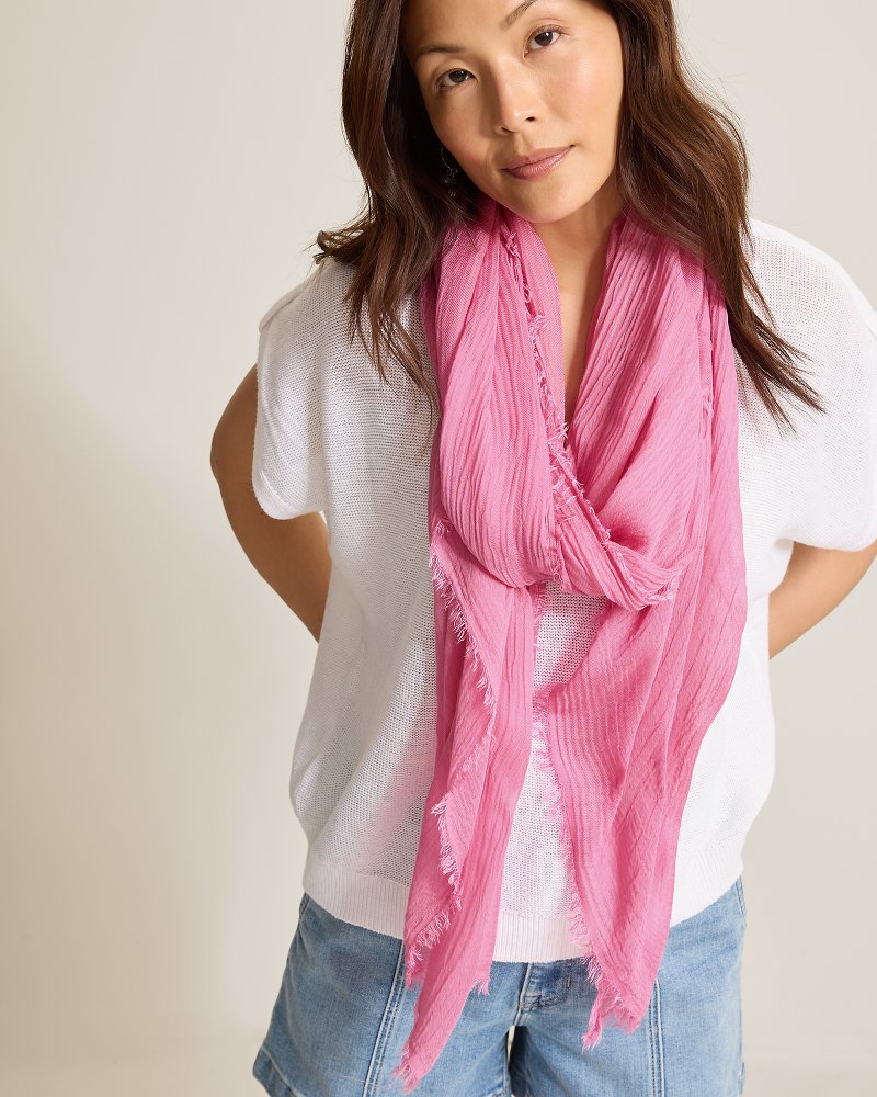Modal Silk Crinkle Wrap - Beach Pink