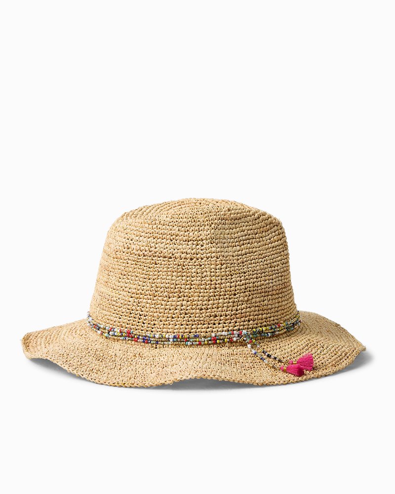 Emmy Beaded Raffia Hat - Pink/Gold
