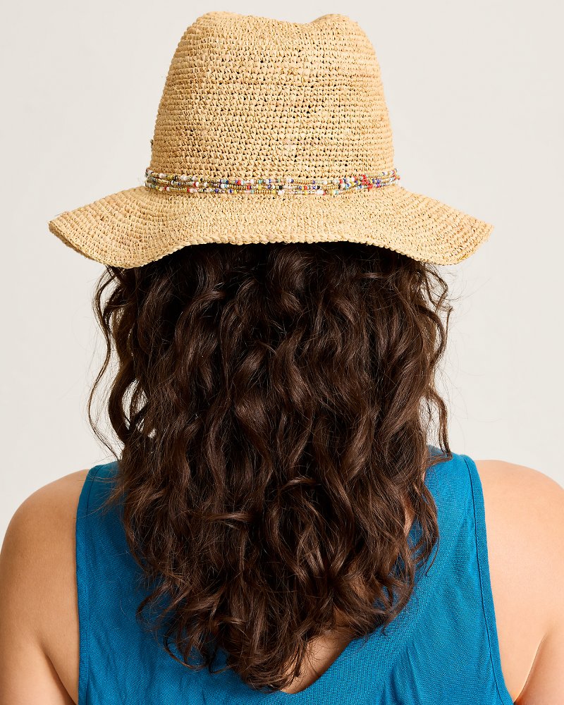 Emmy Beaded Raffia Hat - Pink/Gold