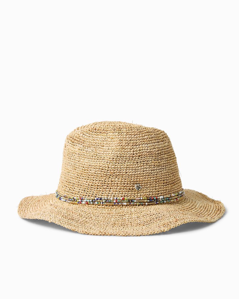 Emmy Beaded Raffia Hat - Pink/Gold