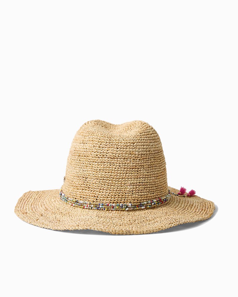 Emmy Beaded Raffia Hat - Pink/Gold