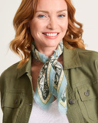 Vintage Floral Wool Bandana - Olive