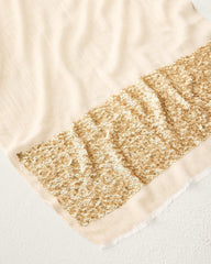 Sequin Border Wrap Scarf - Cream