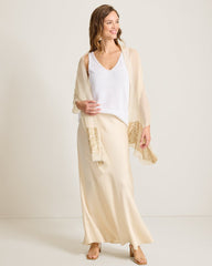 Sequin Border Wrap Scarf - Cream