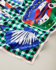 Tinned Fish Silk Bandana Scarf - Green Leaf