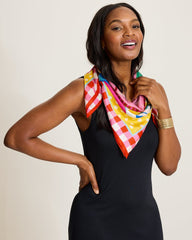 Beach Picnic Silk Square Scarf - Beach Pink