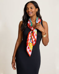 Beach Picnic Silk Square Scarf - Beach Pink