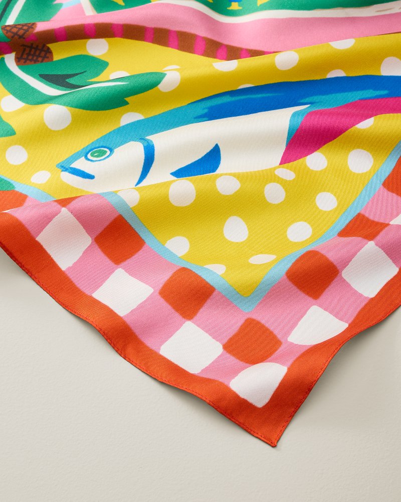 Beach Picnic Silk Square Scarf - Beach Pink