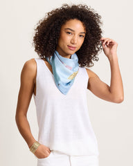 Travel Stickers Square Silk Scarf - Blue Shadow