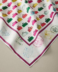 Vintage Luggage Silk Square Scarf - Multicolor