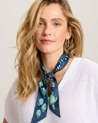 Lost at Sea Silk Ribbon Scarf - Navy