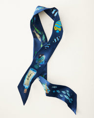 Lost at Sea Silk Ribbon Scarf - Navy