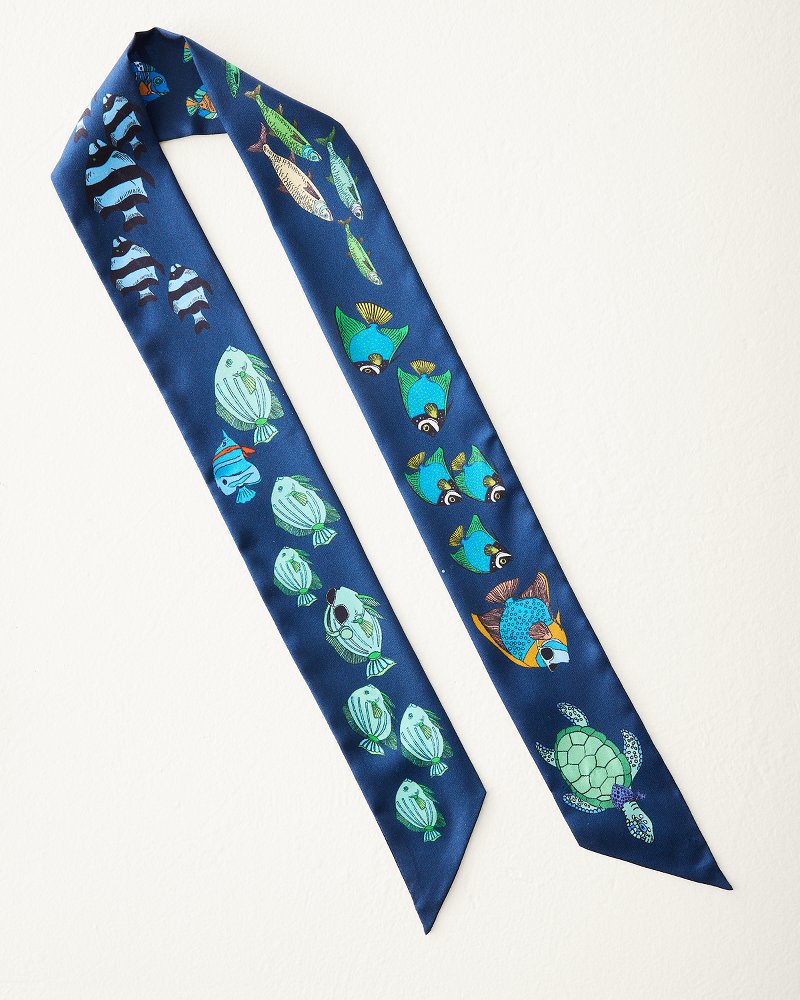 Lost at Sea Silk Ribbon Scarf - Navy