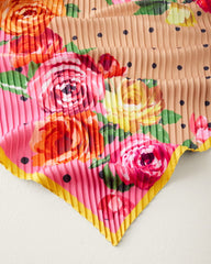 Classic Rose Pleated Diamond Scarf - Multicolor