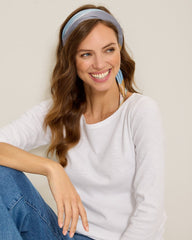 Painterly Pleated Bandana Scarf - Pebble