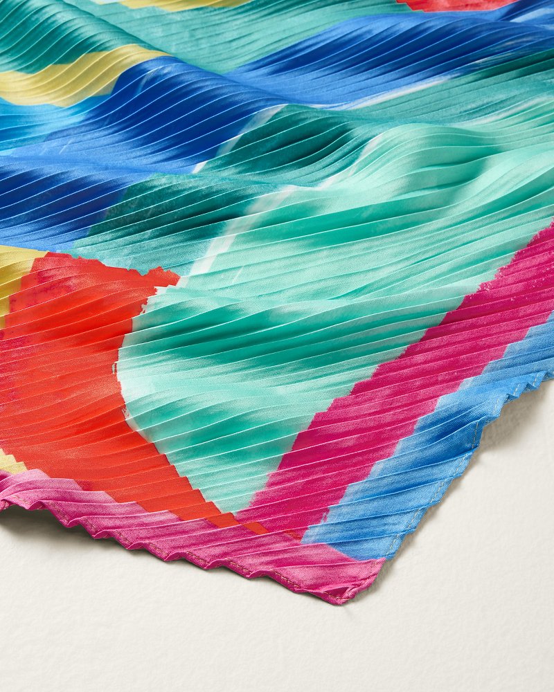 Painterly Pleated Bandana Scarf - Multicolor