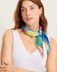 Painterly Pleated Bandana Scarf - Multicolor