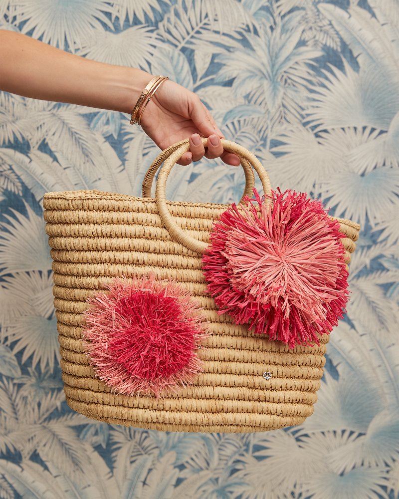 Floral Raffia Bag - Natural/Cupid