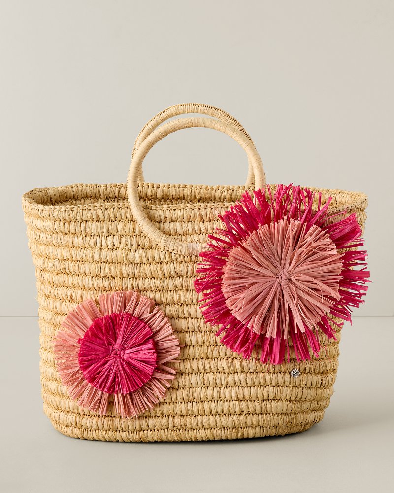 Floral Raffia Bag - Natural/Cupid