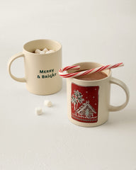 Patchwork Holiday Mugs - Set of 2 - Multicolor
