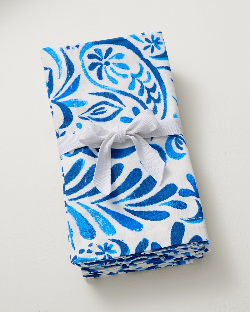 Blue Arabesque Cotton Napkins - Set of 4 - Multicolor