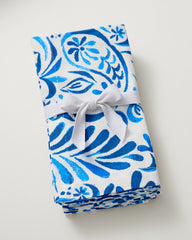 Blue Arabesque Cotton Napkins - Set of 4 - Multicolor