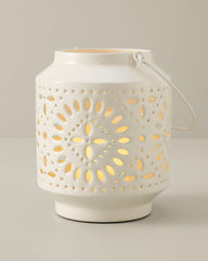 8.5-Inch Enamel Lantern - White