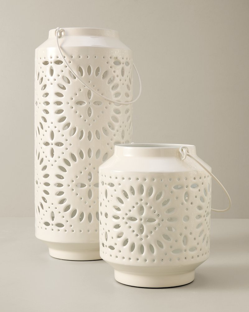 8.5-Inch Enamel Lantern - White