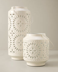 8.5-Inch Enamel Lantern - White