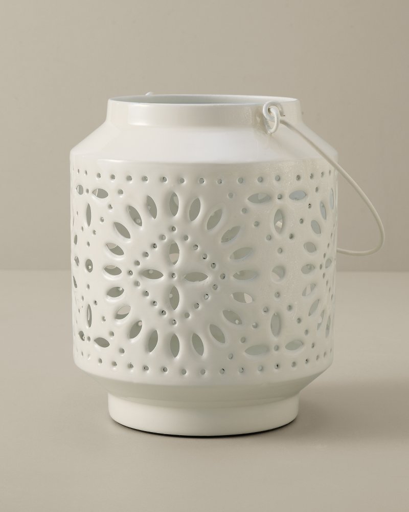 8.5-Inch Enamel Lantern - White