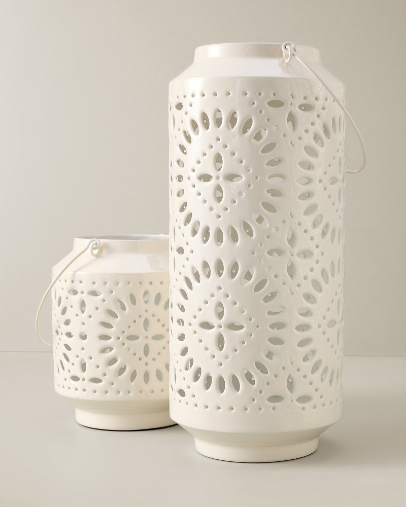 16-Inch Enamel Lantern - White