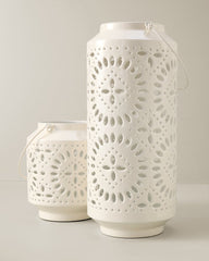 16-Inch Enamel Lantern - White