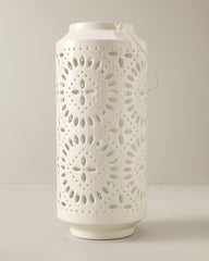 16-Inch Enamel Lantern - White