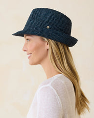 Gigi Crochet Raffia Packable Hat - Electric